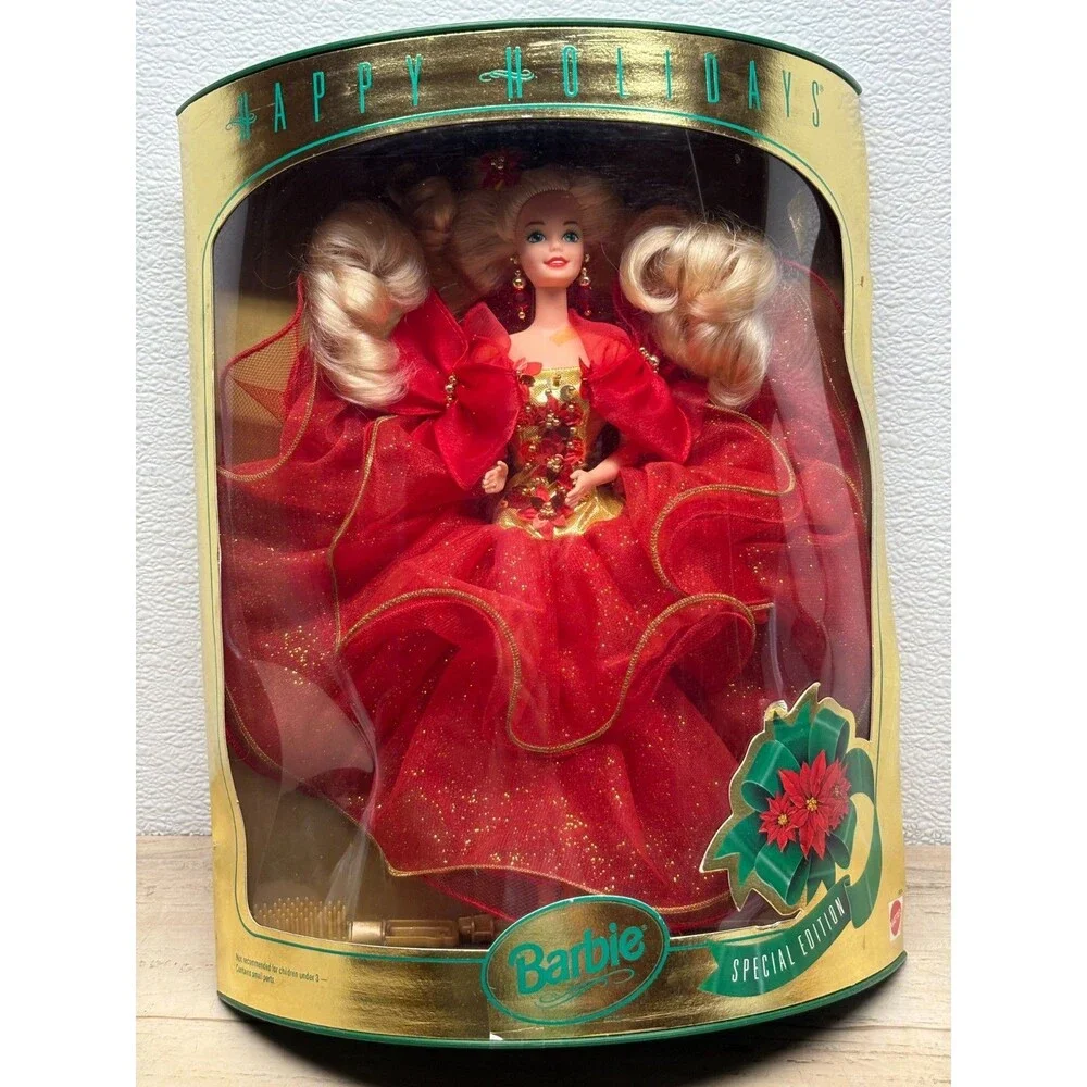 Vtg 1993 Mattel Happy Holiday Barbie Doll With Red Gown Special Edition
